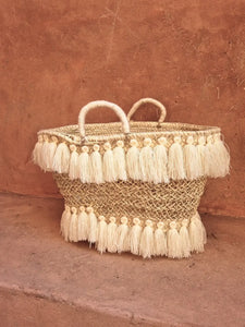 STRAW BAG Handmade with Double Handle, Straw basket, wicker
