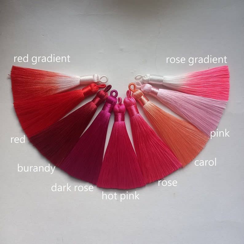 Colorful Handmade Silk Tassels – 10 Shades of Pink & Red