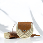 Circular Raffia and Leather Shoulder Bag – Moroccan Handmade