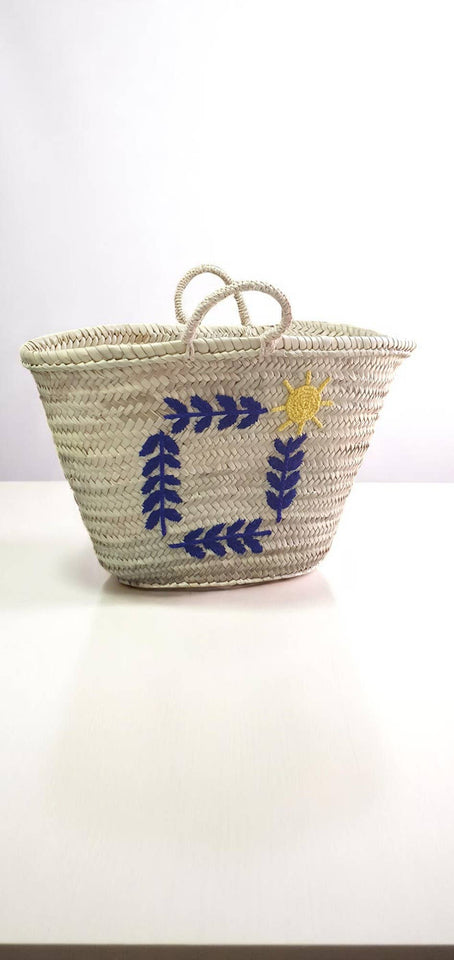Embroidered Straw Basket – Summer Beach Tote