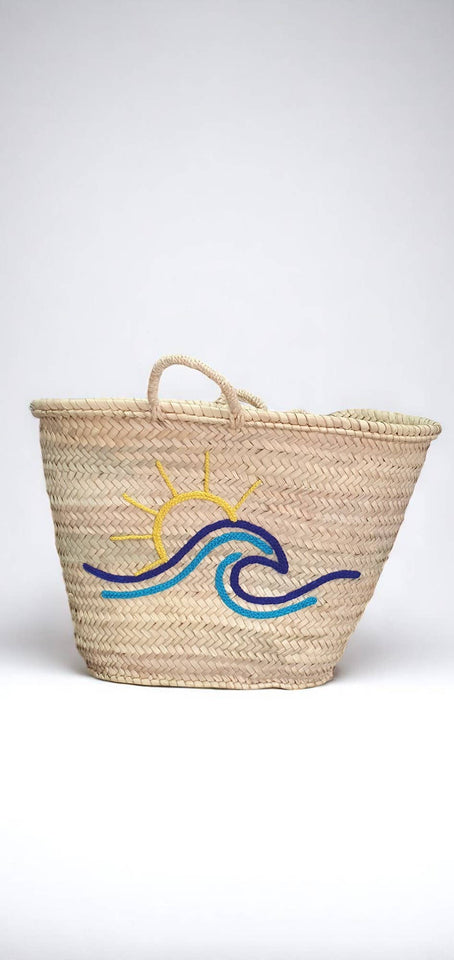 Embroidered Straw Basket – Summer Beach Tote