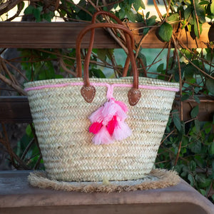 Summer Straw bags, Natural French Basket Handle leather