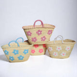 Wholesale Moroccan Straw Basket - Handwoven Floral Tote