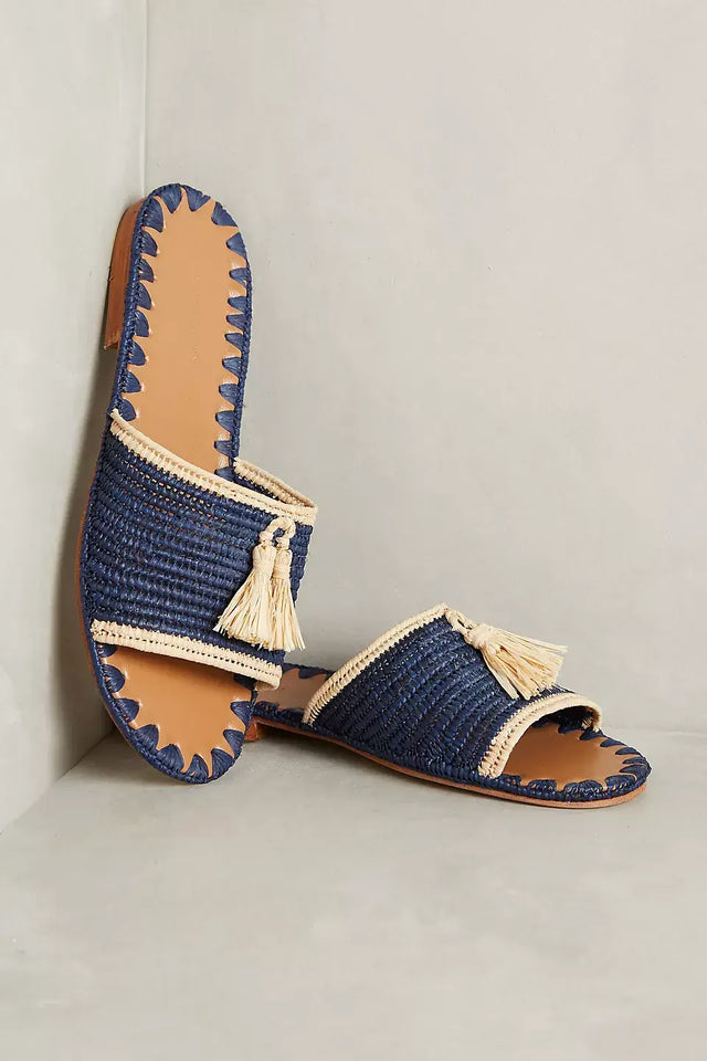 FLAT RAFFIA MULES, Raffia sandals, Handmade shoes, Women's