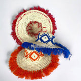 Artisan Straw Hat with Colorful Fringe and Embroidered