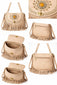 Boho Leather Fringe Crossbody Bag with Studs
