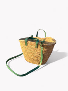 Straw Basket with Colorful Leather Straps – Handcrafted