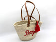 FRENCH BASKET with leather handles, Personalized Beach Bag