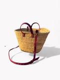 Straw Basket with Colorful Leather Straps – Handcrafted