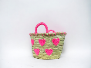 Wedding Heart Straw Basket - Beach Bags, Bridal Shower Bags