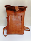 Elegant Leather Backpack - Brown