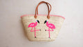 Flamingo Basket Bag Embroidered Moroccan Baskets Beach bags