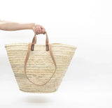 FRENCH BASKET with double flat leather handles, basket bag